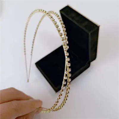 Fashionable Wire Simple Rhinestone Double Layer Hair Band (1 Pc)